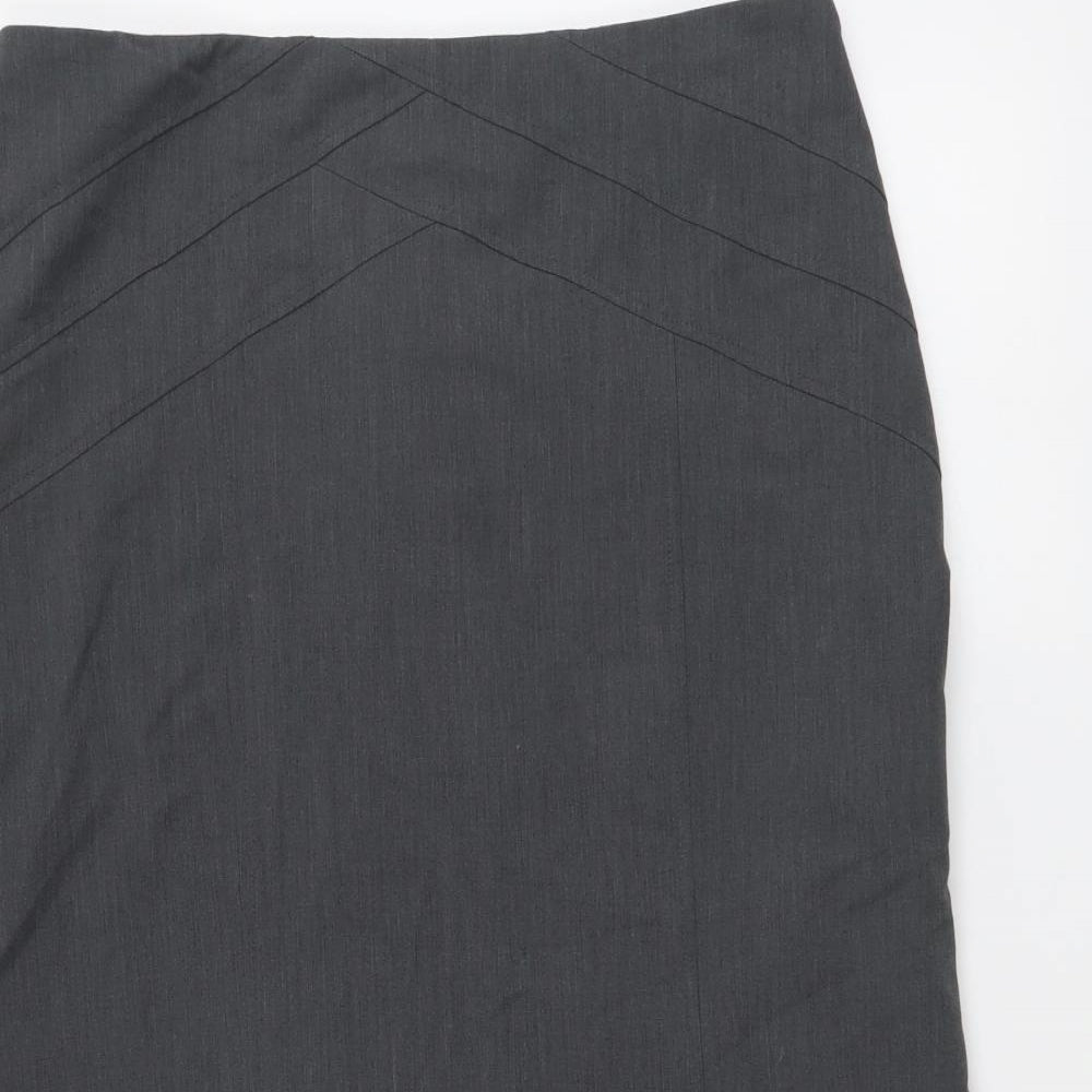 Damart Womens Grey Polyester A-Line Skirt Size 18 Zip