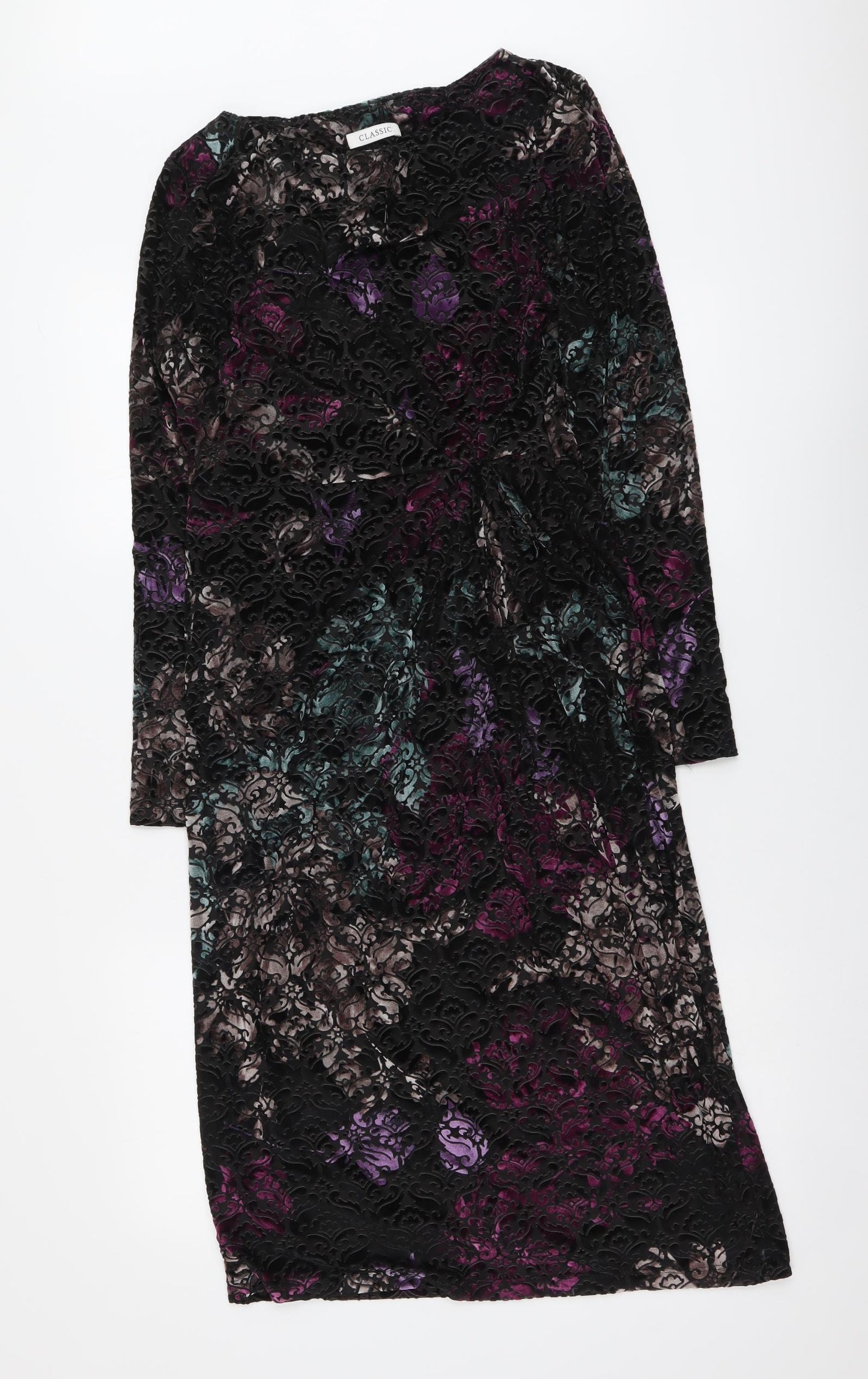 Marks and Spencer Womens Multicoloured Geometric Polyester Bodycon Size 12 Round Neck Pullover