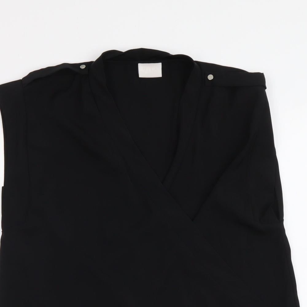 VILA Womens Black Polyester Basic Tank Size M V-Neck