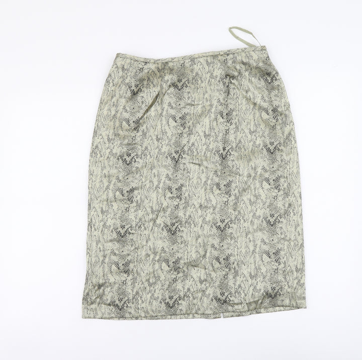 Le Suit Womens Green Animal Print Polyester A-Line Skirt Size 8 Zip - Snake pattern