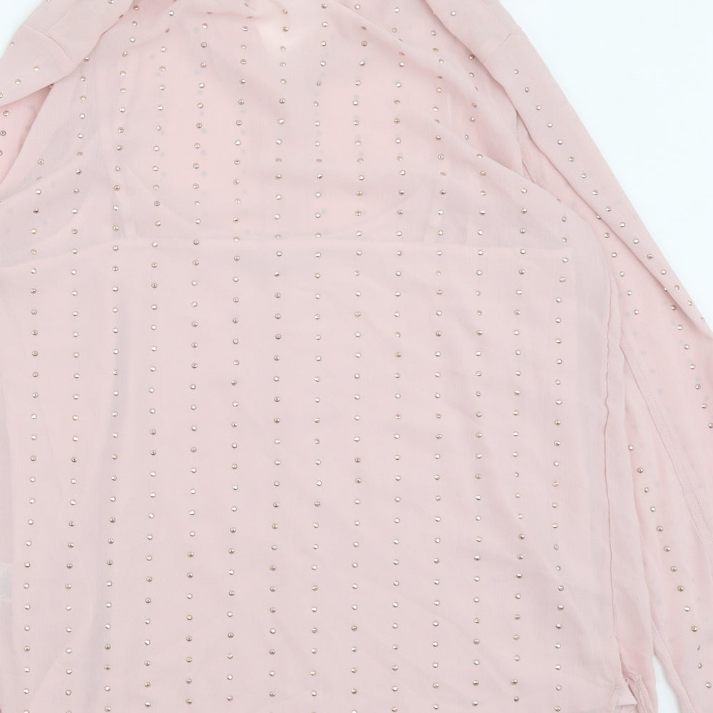 Marks and Spencer Womens Pink Polyester Basic Button-Up Size 10 Collared