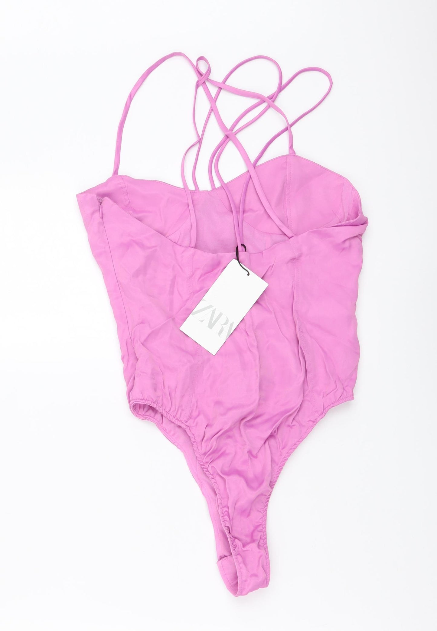 Zara Womens Pink Viscose Bodysuit One-Piece Size S Snap