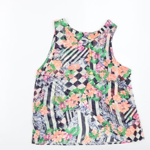 Glamorous Womens Multicoloured Geometric Polyester Basic Tank Size S Round Neck