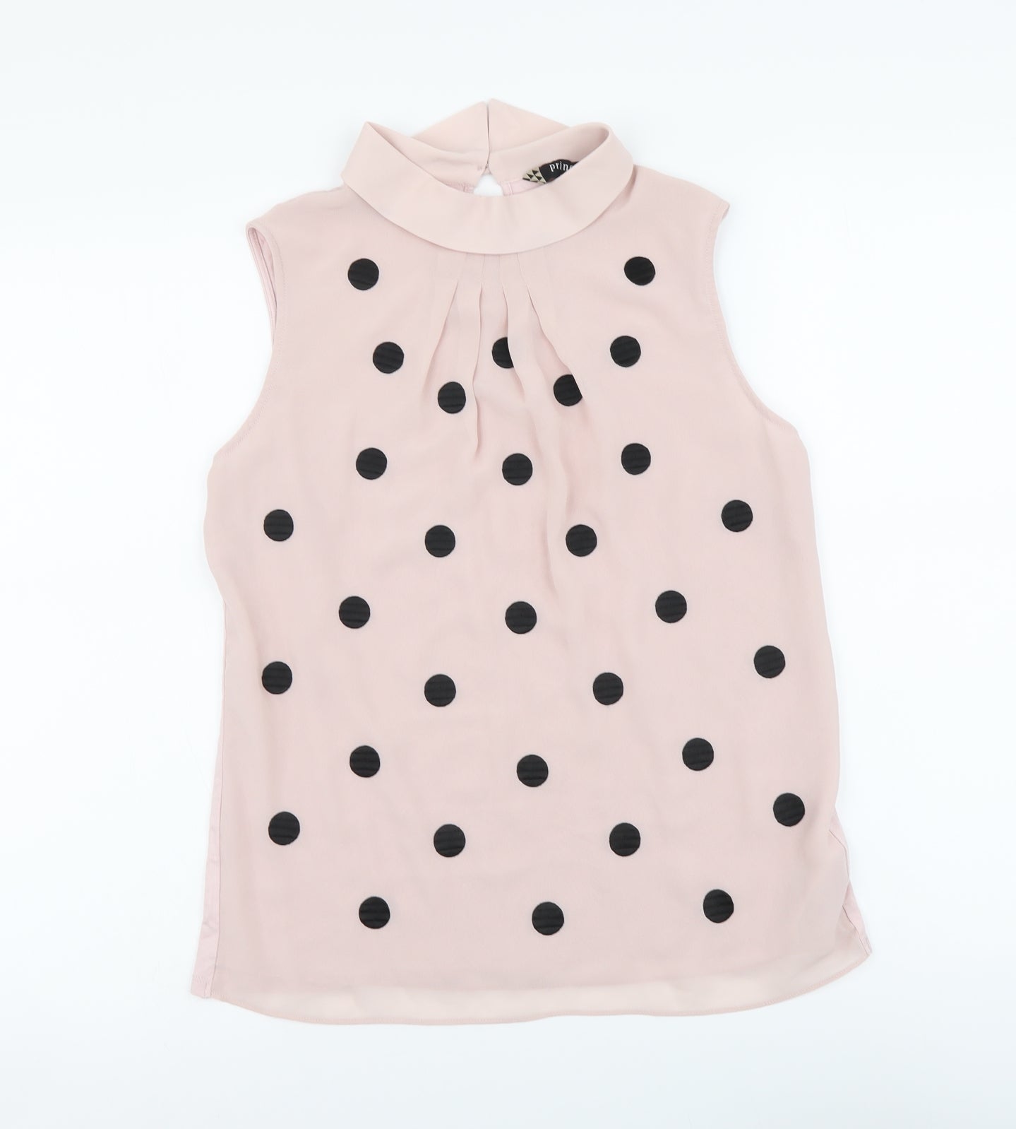 Principles Womens Pink Polka Dot Polyester Basic Blouse Size 10 Collared