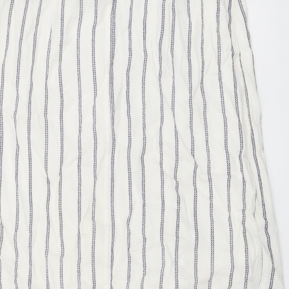 New Look Womens White Striped Viscose A-Line Skirt Size 8 Button