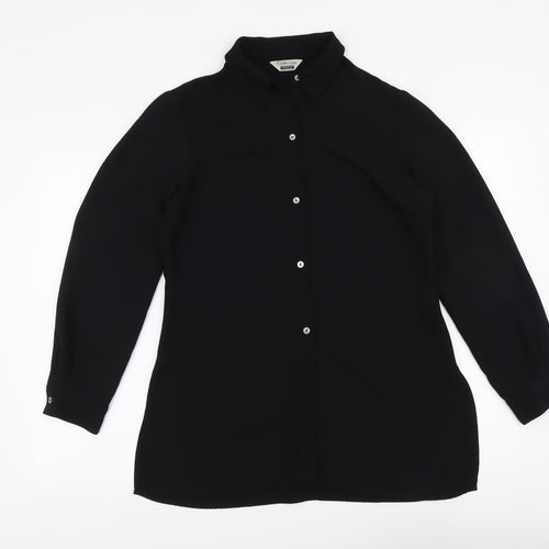 Debenhams Womens Black Polyester Basic Button-Up Size 12 Collared