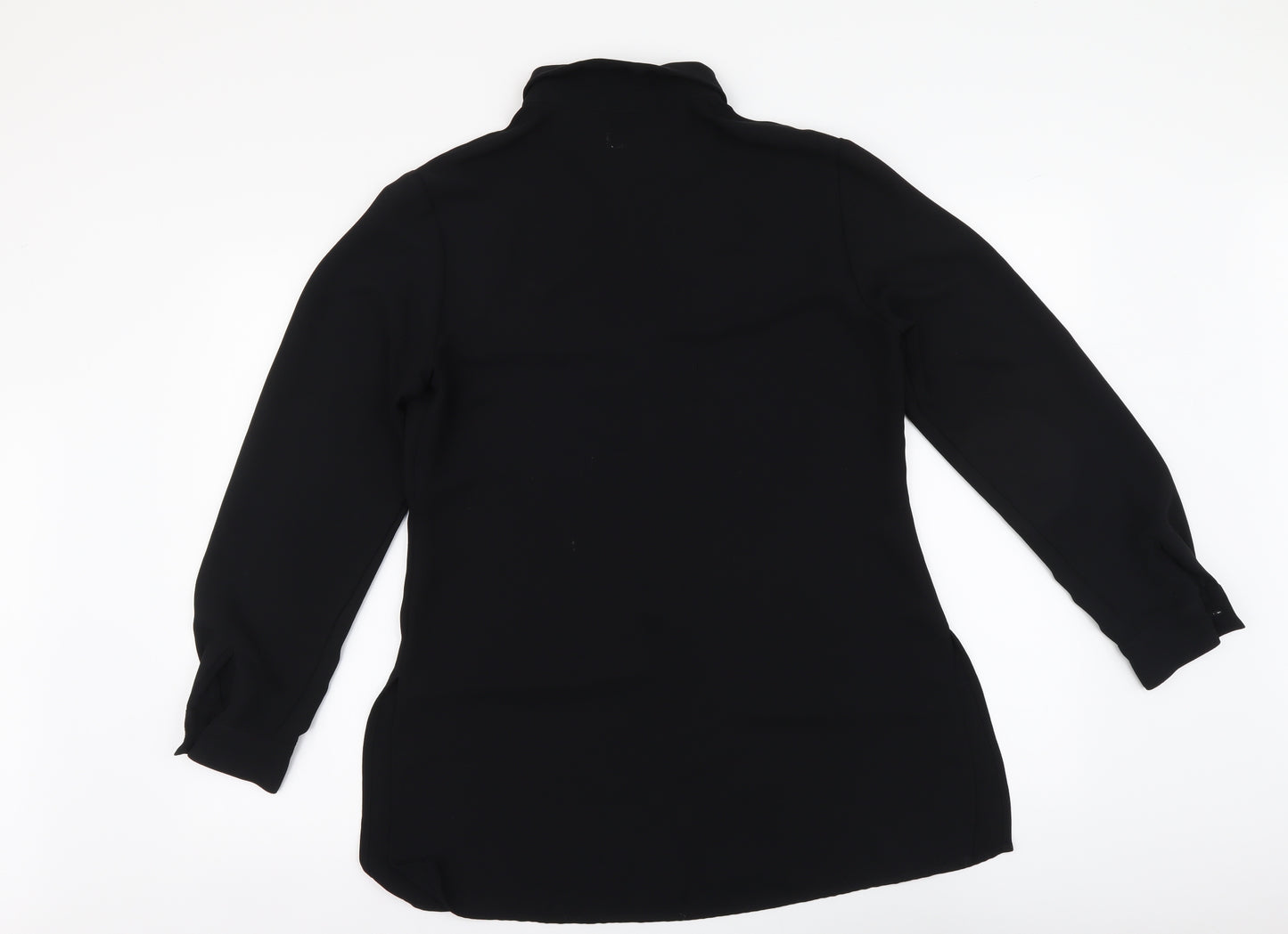 Debenhams Womens Black Polyester Basic Button-Up Size 12 Collared