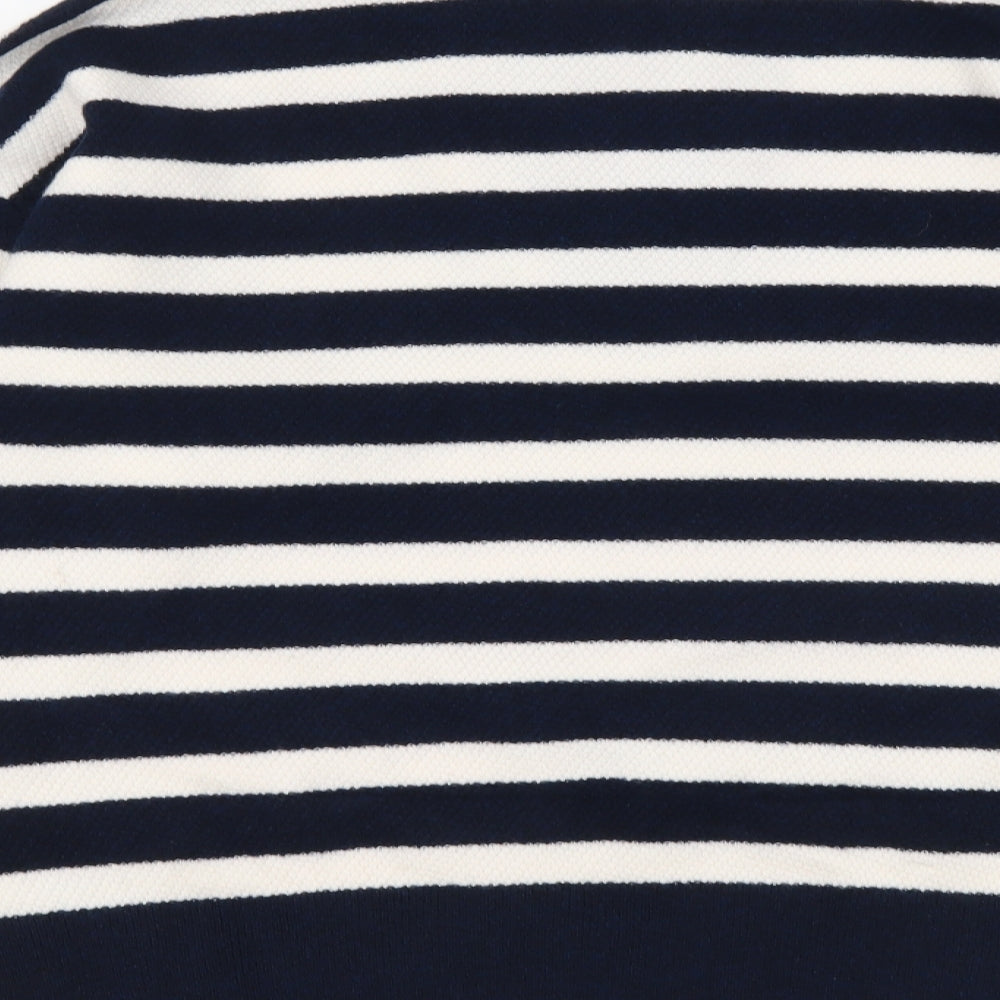 Marks and Spencer Womens Blue Collared Striped Polyester Pullover Jumper Size M