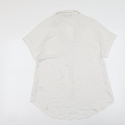 Marks and Spencer Womens Ivory Polyester Basic Blouse Size 8 Collared