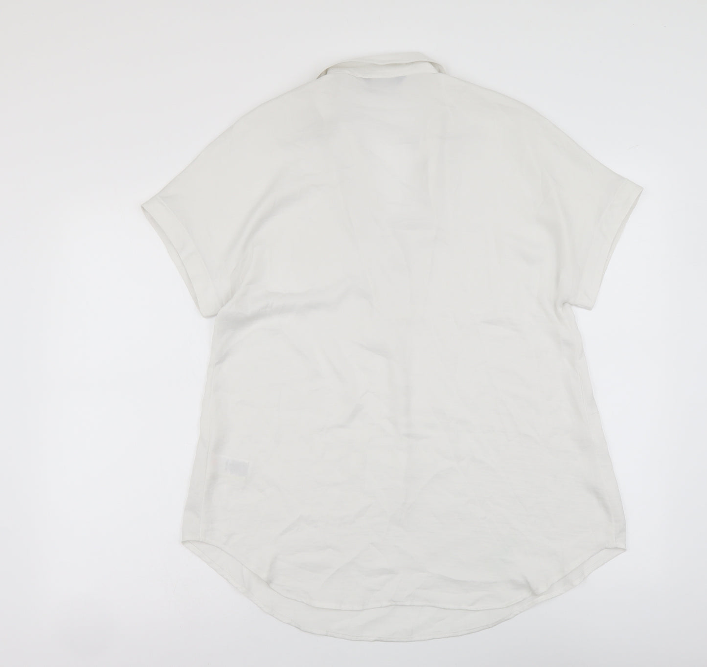 Marks and Spencer Womens Ivory Polyester Basic Blouse Size 8 Collared