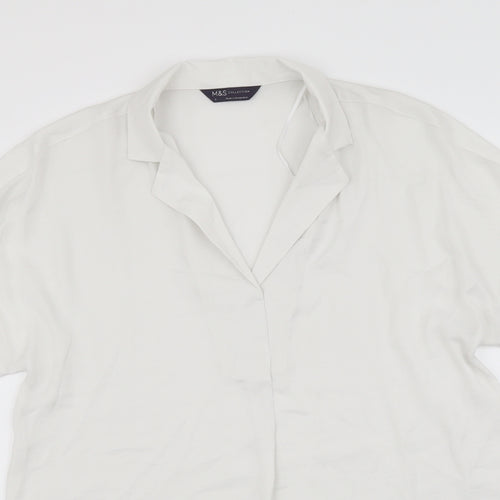 Marks and Spencer Womens Ivory Polyester Basic Blouse Size 8 Collared