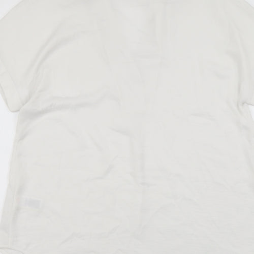 Marks and Spencer Womens Ivory Polyester Basic Blouse Size 8 Collared