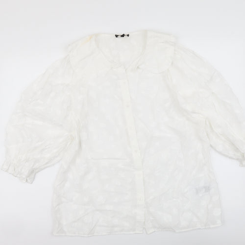 Phase Eight Womens White Viscose Basic Button-Up Size 16 Collared