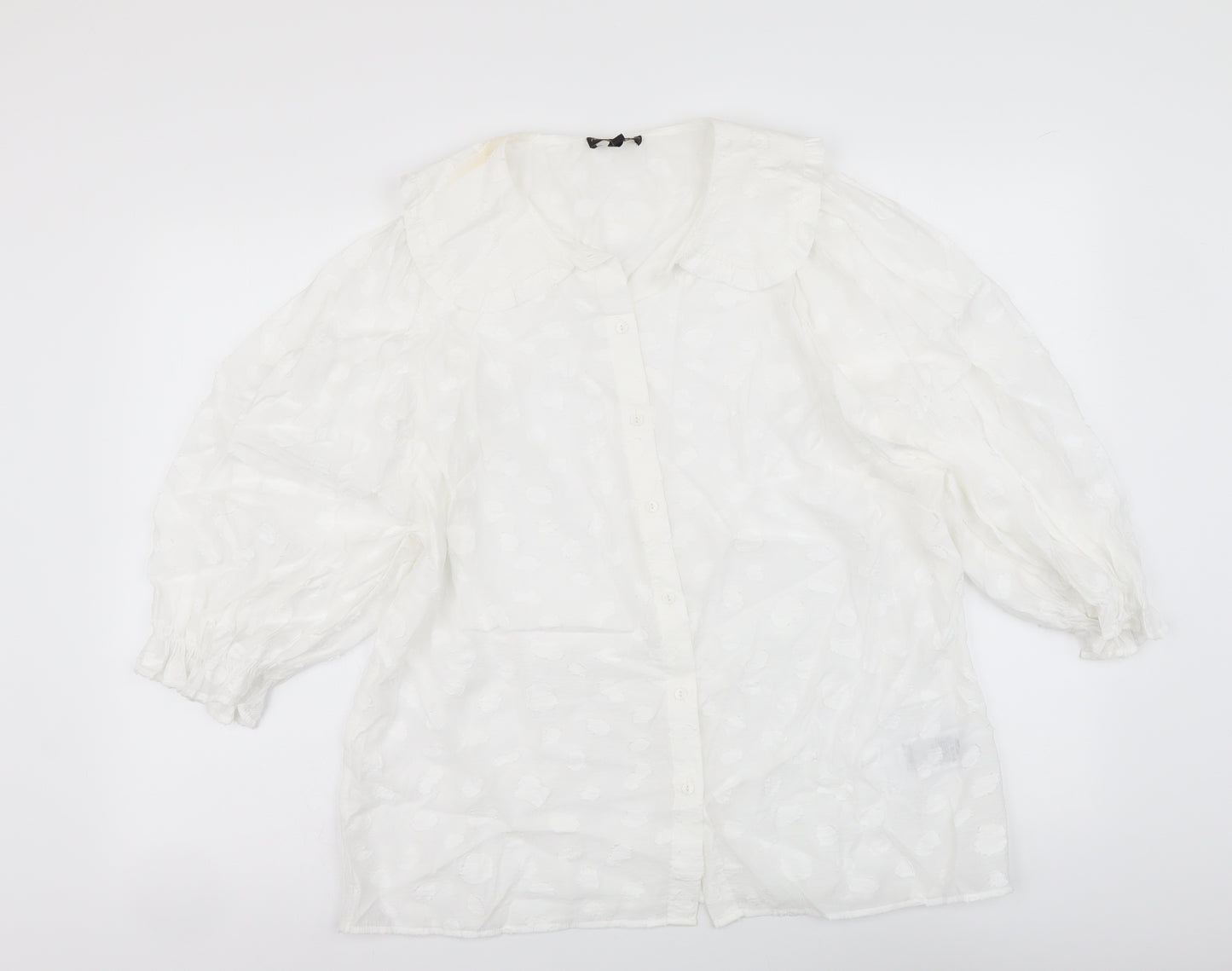 Phase Eight Womens White Viscose Basic Button-Up Size 16 Collared