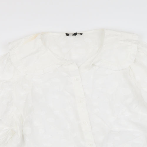Phase Eight Womens White Viscose Basic Button-Up Size 16 Collared