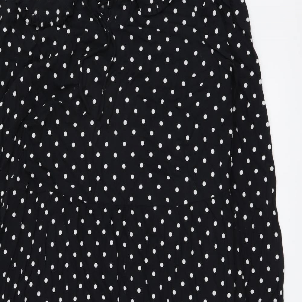 Marks and Spencer Womens Black Polka Dot Polyester A-Line Size 12 Collared Pullover