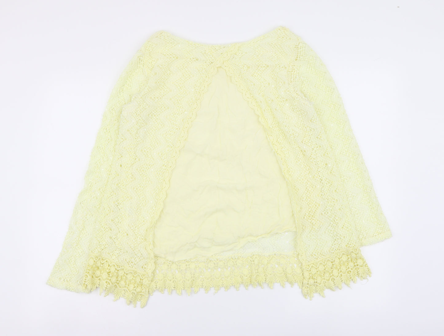 Micky Womens Yellow Polyester Basic Blouse Size M Round Neck - Open Back