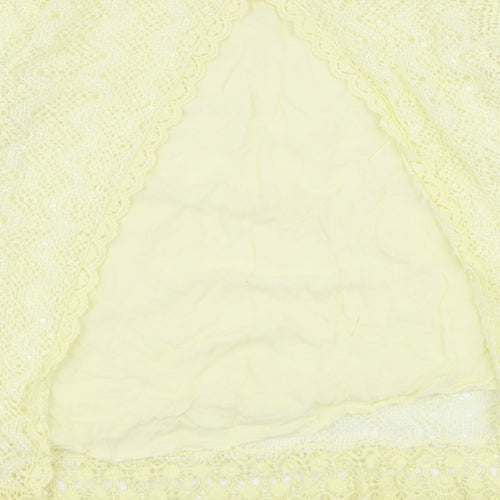 Micky Womens Yellow Polyester Basic Blouse Size M Round Neck - Open Back