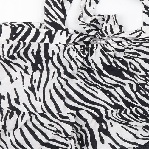 Marks and Spencer Womens Black Animal Print Cotton Cropped Tank Size 24 Square Neck