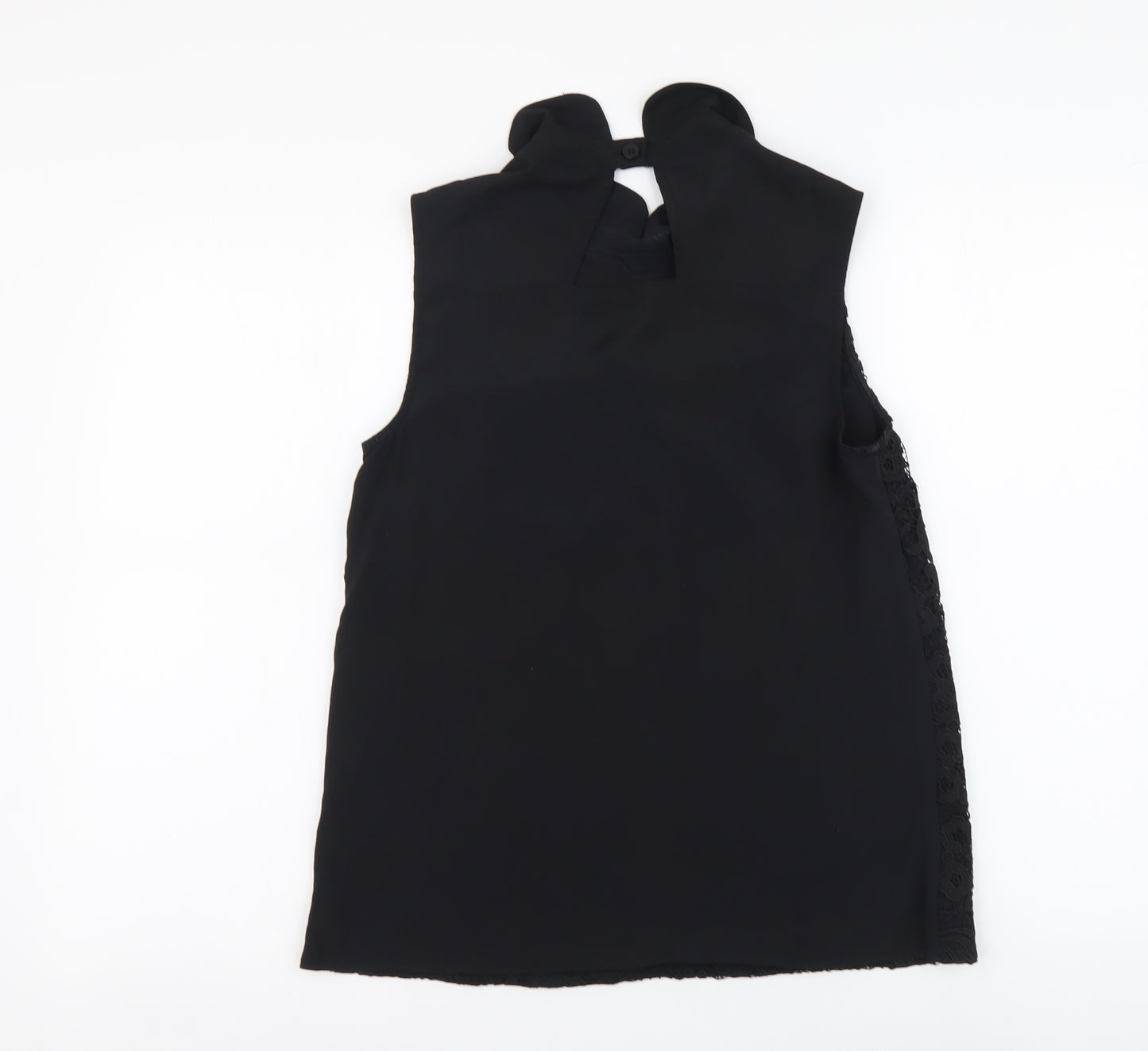 TU Womens Black Polyester Basic Tank Size 8 Collared