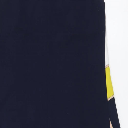 Oasis Womens Multicoloured Geometric Polyester A-Line Size 8 Round Neck Zip