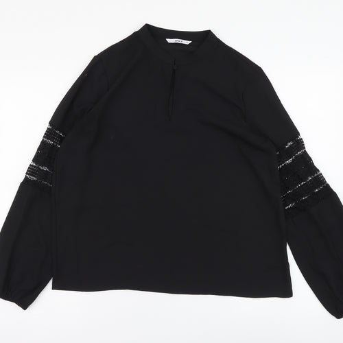 Only Womens Black Polyester Basic Blouse Size M Mock Neck