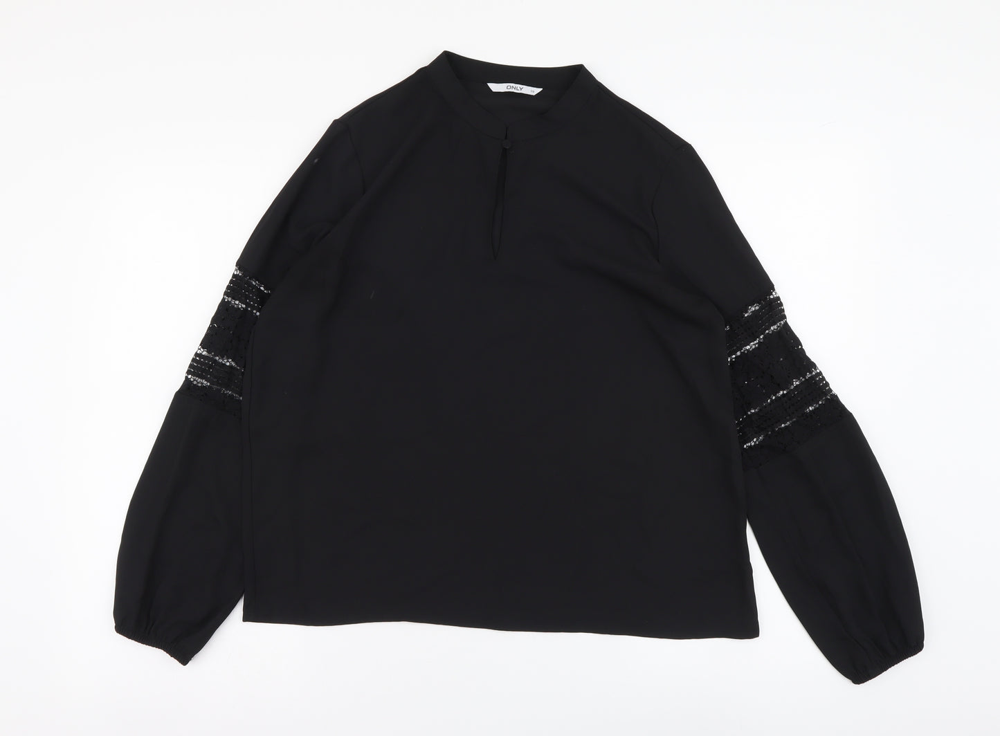 Only Womens Black Polyester Basic Blouse Size M Mock Neck
