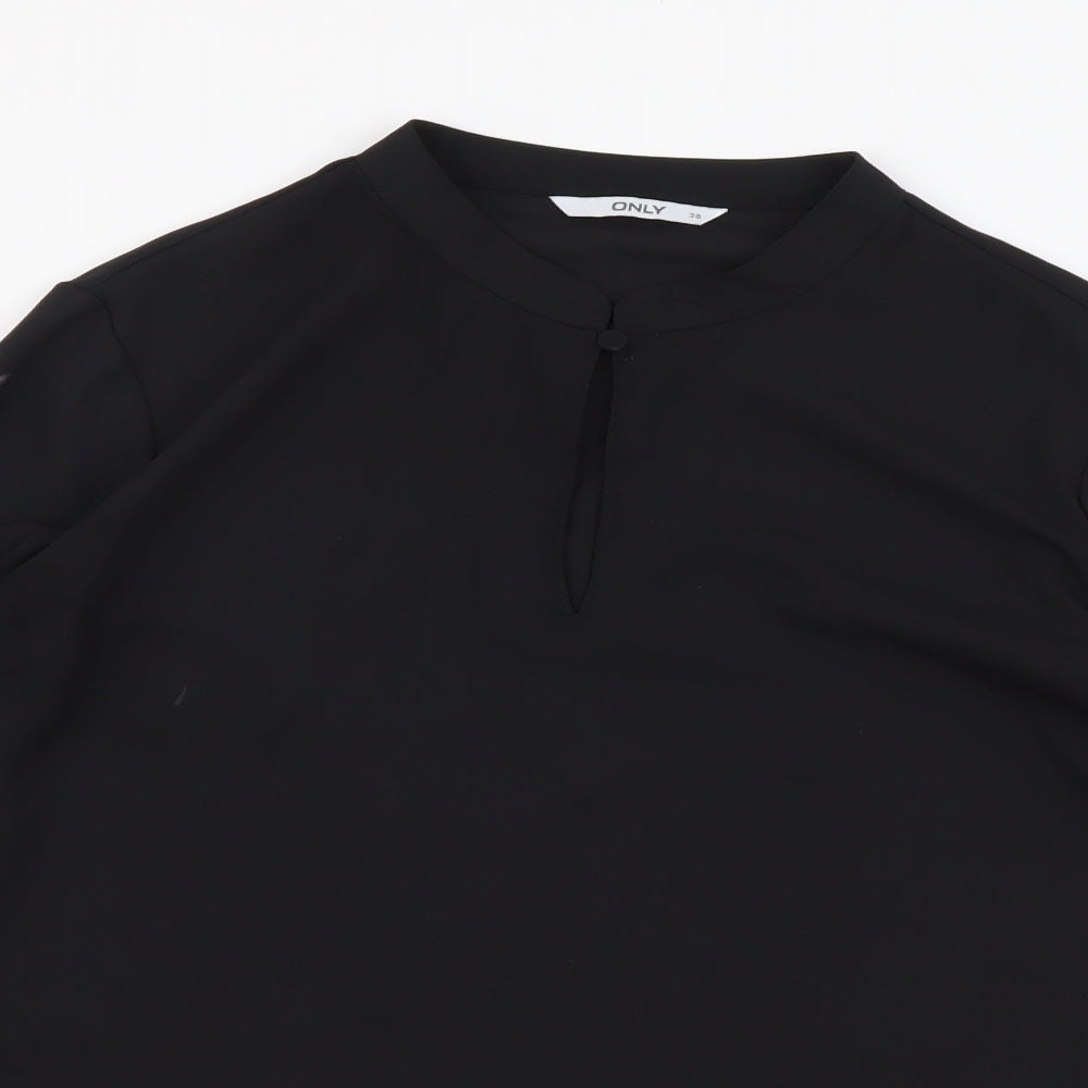 Only Womens Black Polyester Basic Blouse Size M Mock Neck