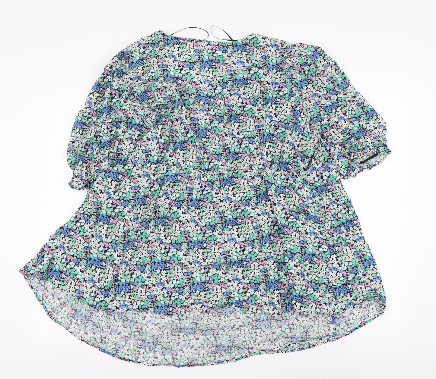 Marks and Spencer Womens Multicoloured Floral Viscose Basic Blouse Size 18 V-Neck