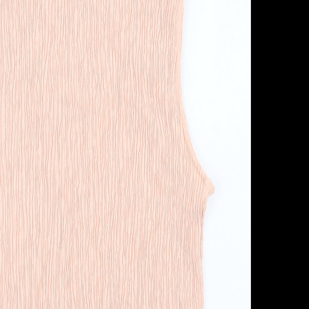 Marks and Spencer Womens Pink Polyester Basic Tank Size 12 Mock Neck