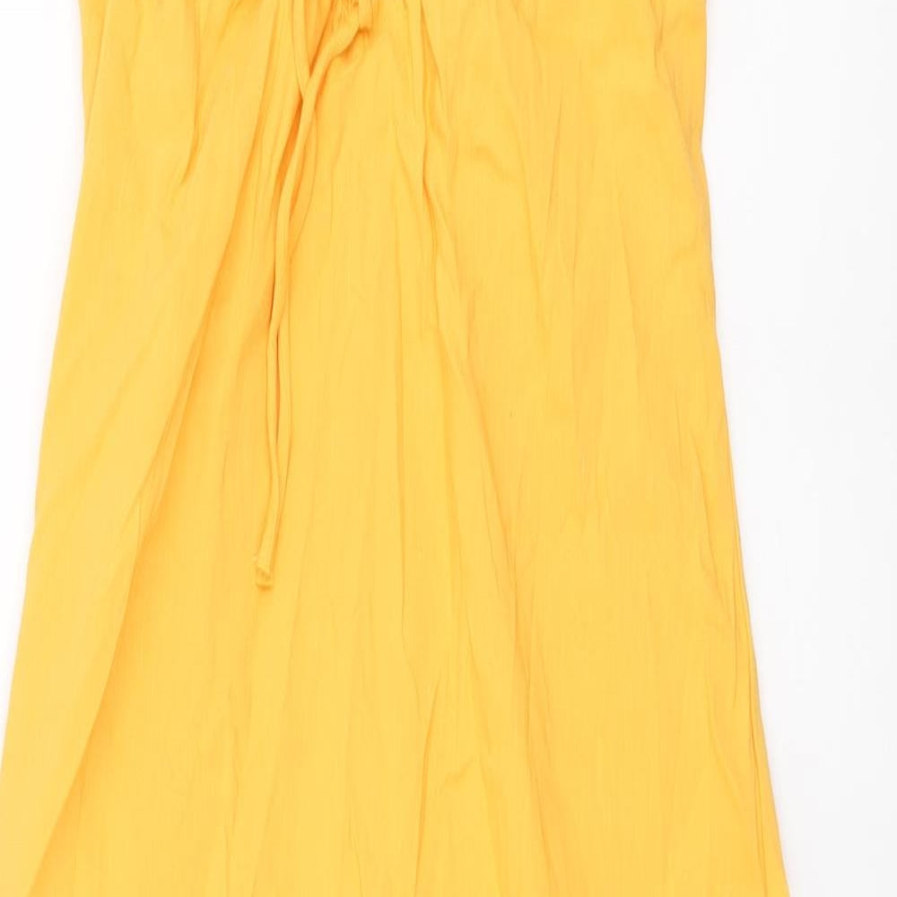 Zara Womens Yellow Linen Maxi Size M Halter Pullover
