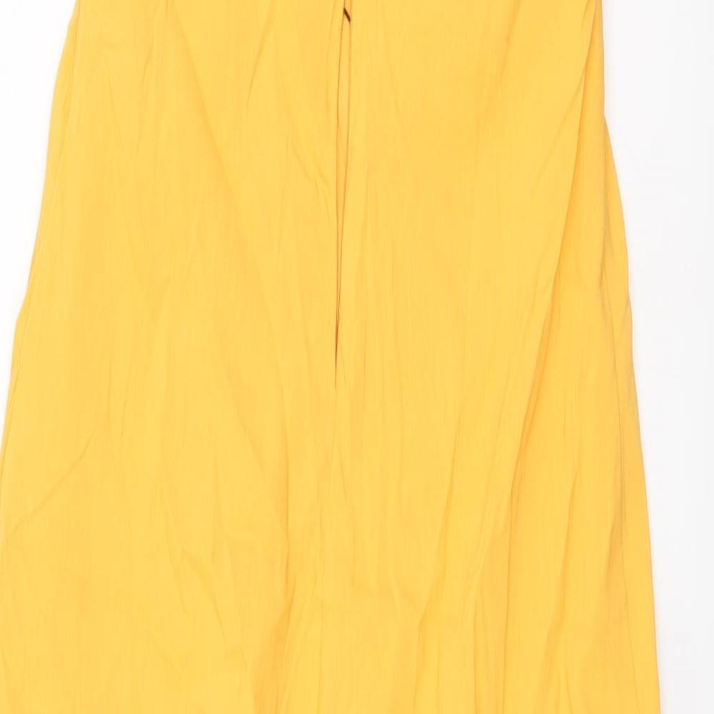 Zara Womens Yellow Linen Maxi Size M Halter Pullover