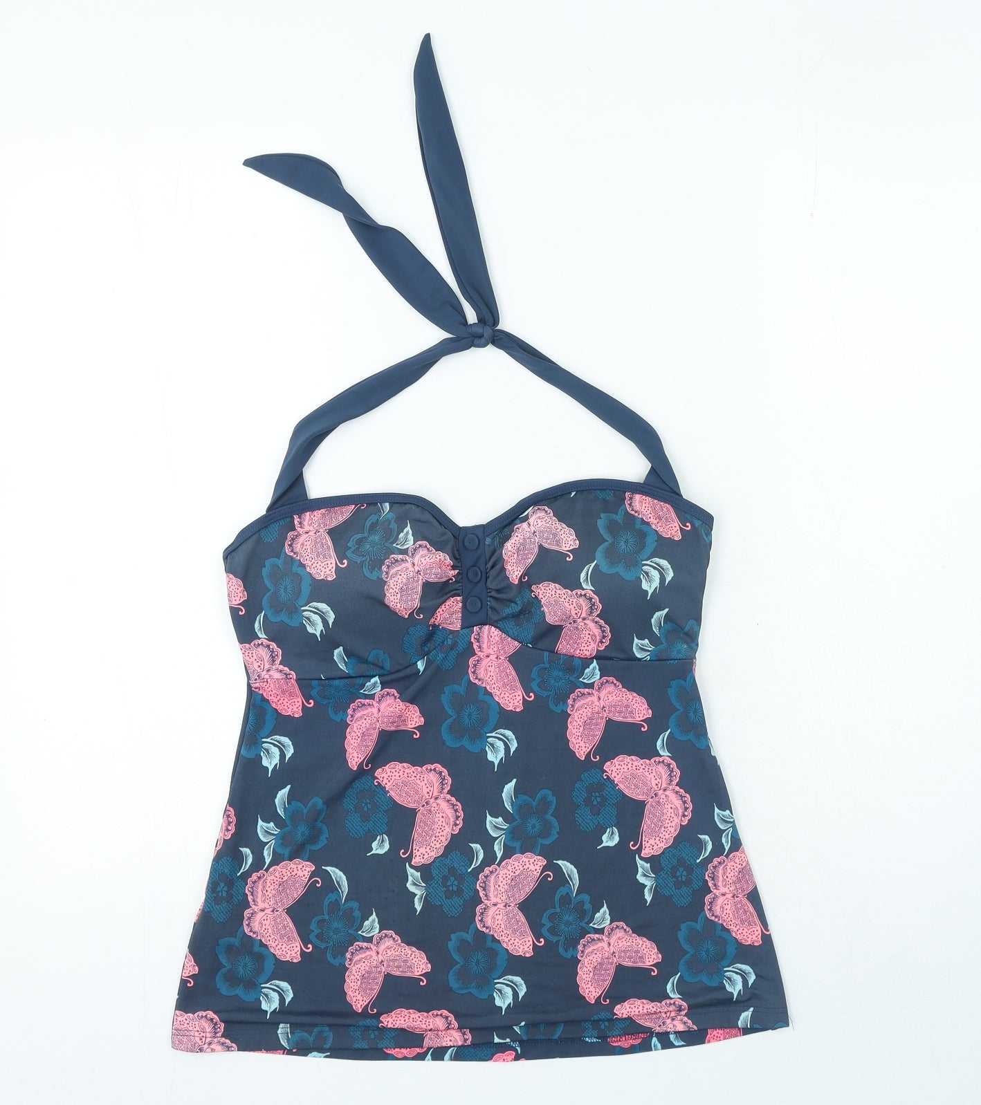 Fat Face Womens Blue Floral Polyamide Tankini Size 14 - Butterfly Print