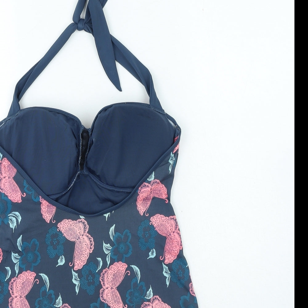 Fat Face Womens Blue Floral Polyamide Tankini Size 14 - Butterfly Print