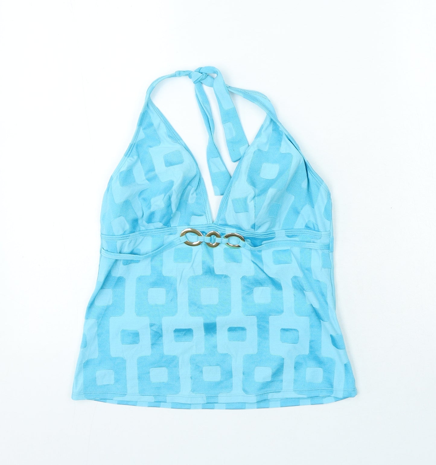 Marks and Spencer Womens Blue Geometric Polyamide Tankini Size 16