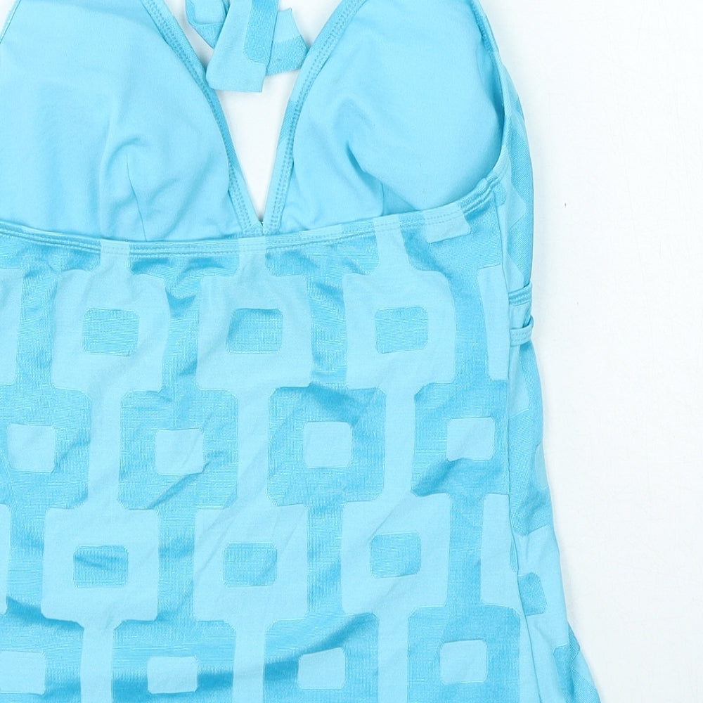 Marks and Spencer Womens Blue Geometric Polyamide Tankini Size 16