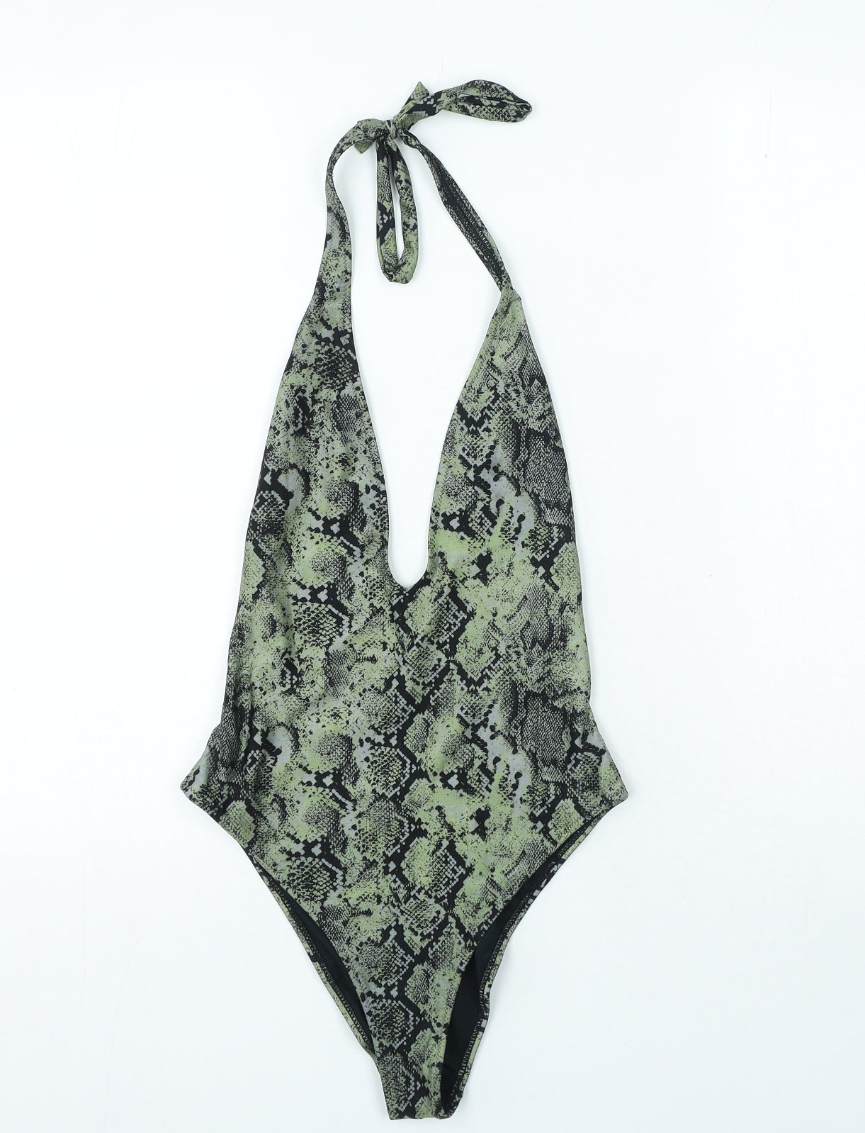 Bershka Womens Green Animal Print Polyester One Piece Size S