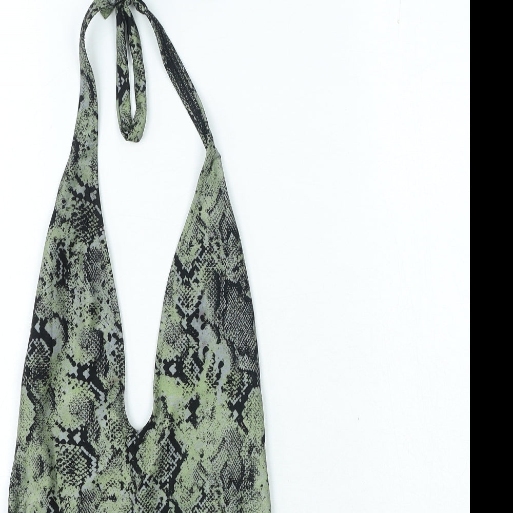 Bershka Womens Green Animal Print Polyester One Piece Size S