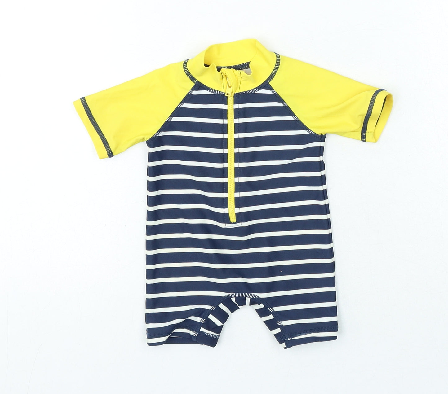 F&F Boys Beige Striped Nylon Babygrow One-Piece Size 3-6 Months Zip - swimsuit