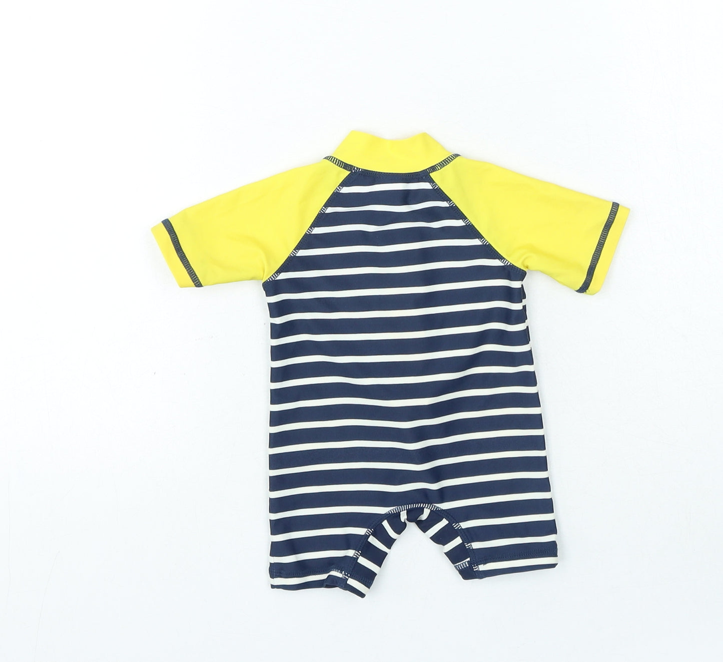 F&F Boys Beige Striped Nylon Babygrow One-Piece Size 3-6 Months Zip - swimsuit