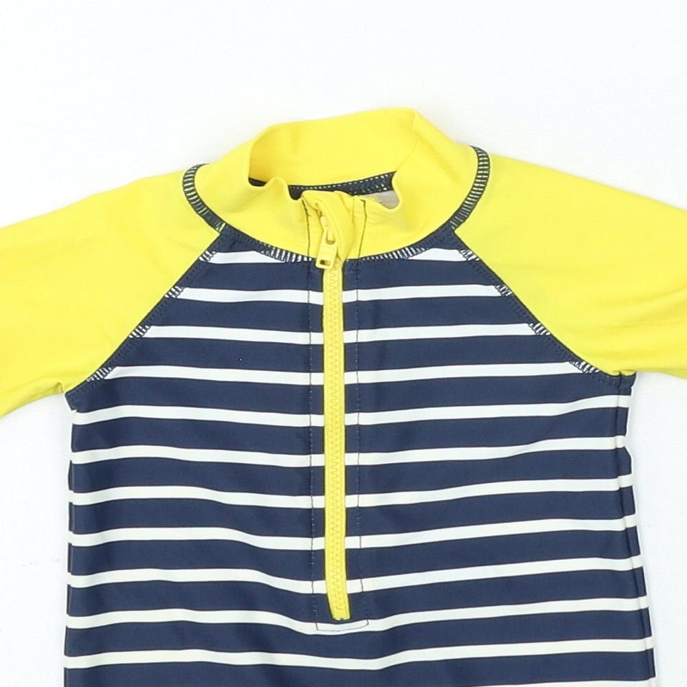 F&F Boys Beige Striped Nylon Babygrow One-Piece Size 3-6 Months Zip - swimsuit