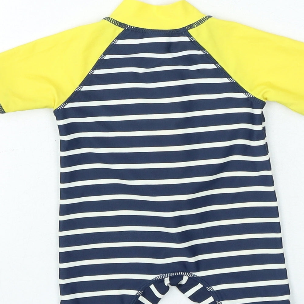 F&F Boys Beige Striped Nylon Babygrow One-Piece Size 3-6 Months Zip - swimsuit