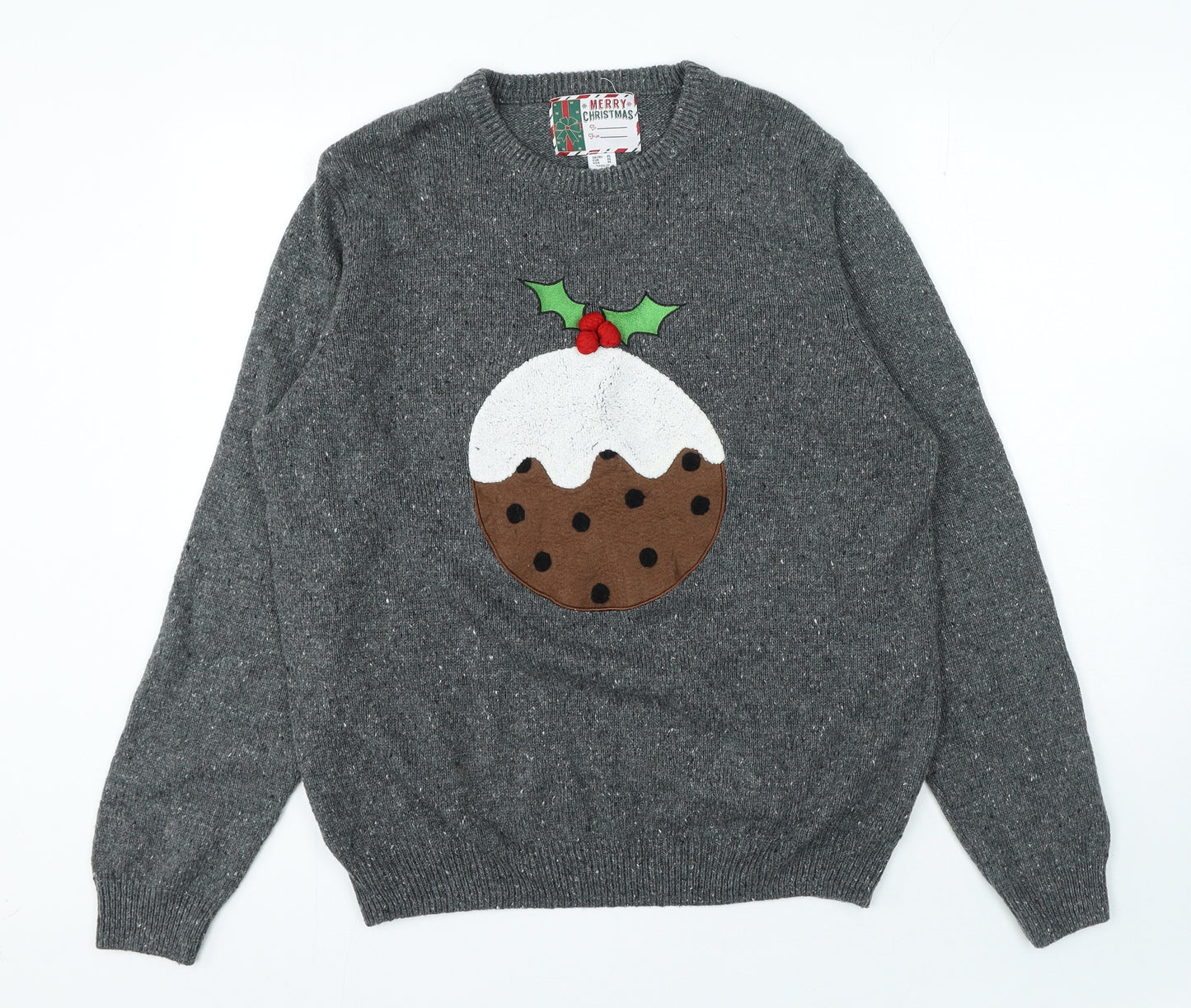 Cedar Wood State Mens Grey Crew Neck Acrylic Pullover Jumper Size XL - Christmas Pudding