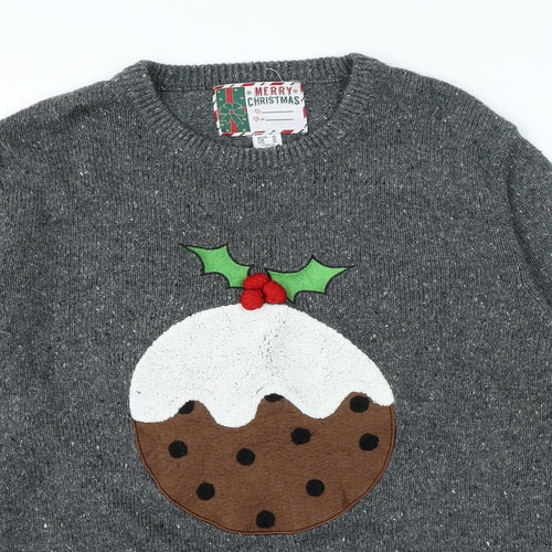 Cedar Wood State Mens Grey Crew Neck Acrylic Pullover Jumper Size XL - Christmas Pudding