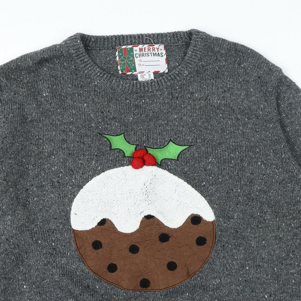 Cedar Wood State Mens Grey Crew Neck Acrylic Pullover Jumper Size XL - Christmas Pudding