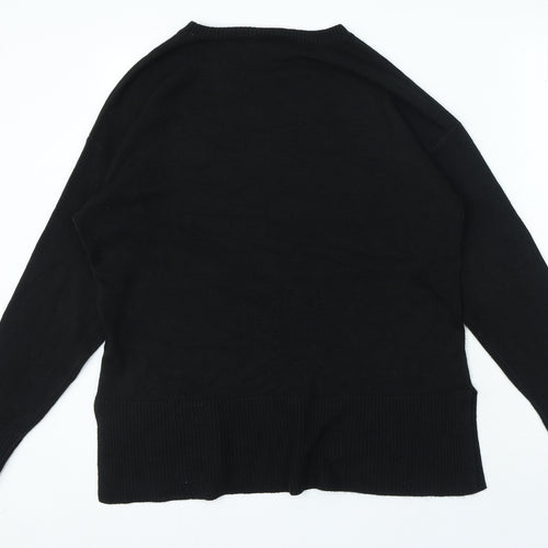 Papaya Womens Black Round Neck Acrylic Pullover Jumper Size 16
