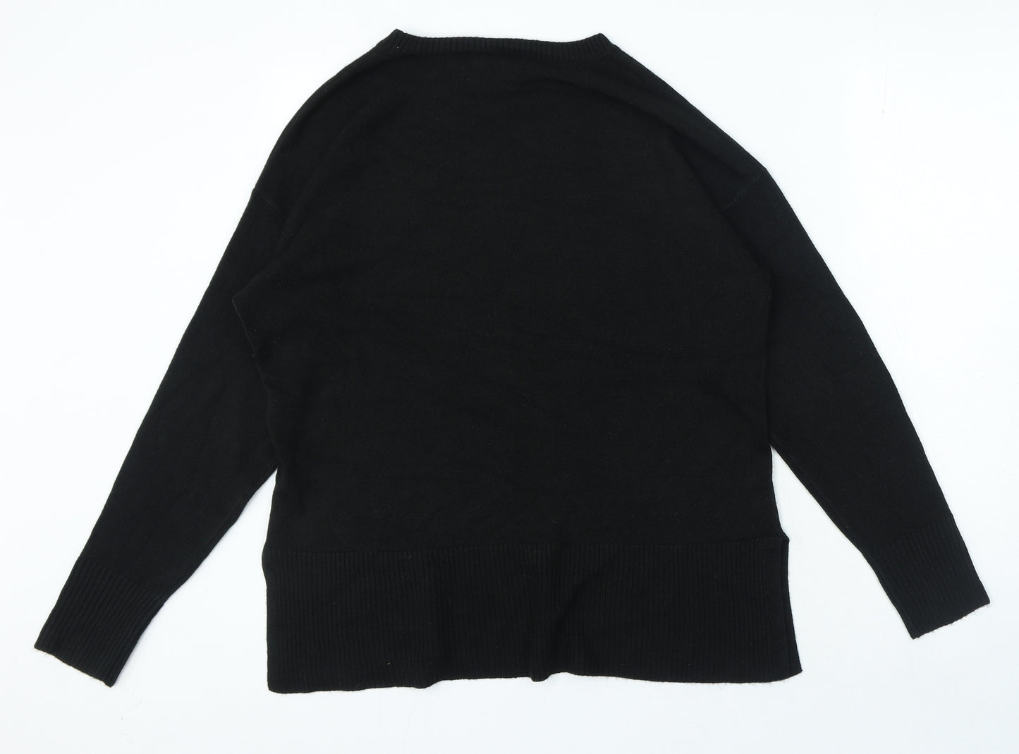 Papaya Womens Black Round Neck Acrylic Pullover Jumper Size 16