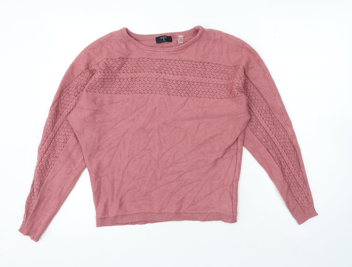 Tahari Womens Pink Round Neck Viscose Pullover Jumper Size M