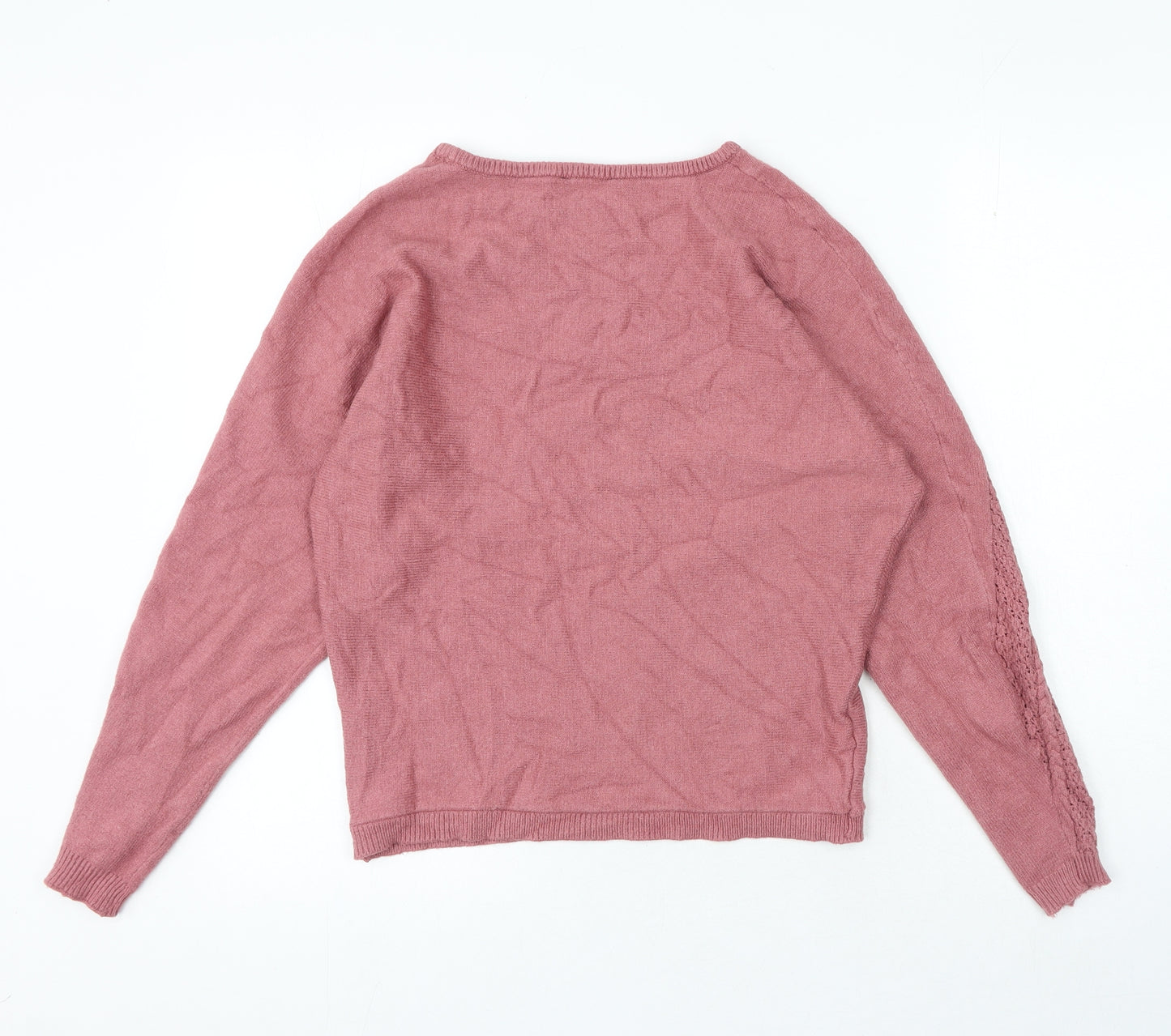 Tahari Womens Pink Round Neck Viscose Pullover Jumper Size M