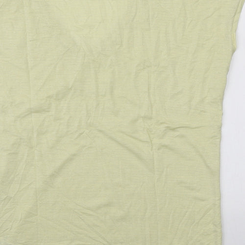 Marks and Spencer Womens Yellow Striped Viscose Basic T-Shirt Size 10 V-Neck